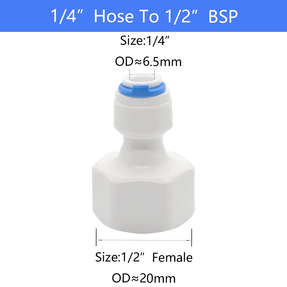 YQBS-accesorios para acuario RO, conector rápido 1/8, 1/4, 3/8, 1/2, adaptador de rosca hembra 3/4BSP, tubo de combinación recta