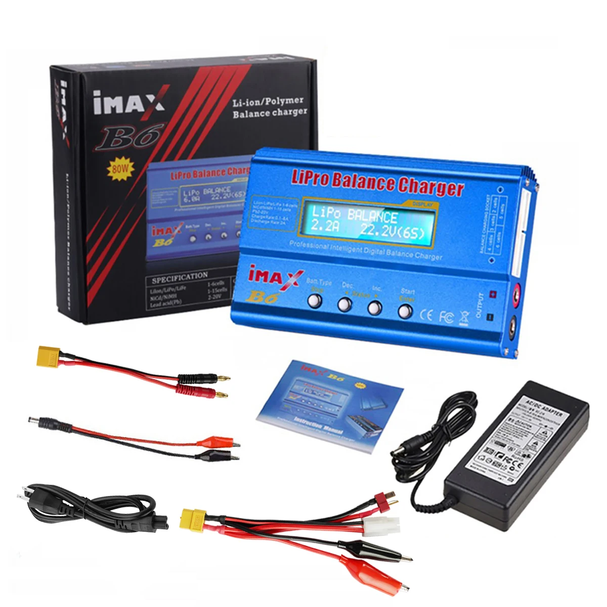 IMAX B6 80W Batterij Oplader Voor Lipo NiMh Li-Ion Ni-Cd Digitale Lipro Balans Lader Ontlader wisselstroom 15V 6A Adapter Rc Auto