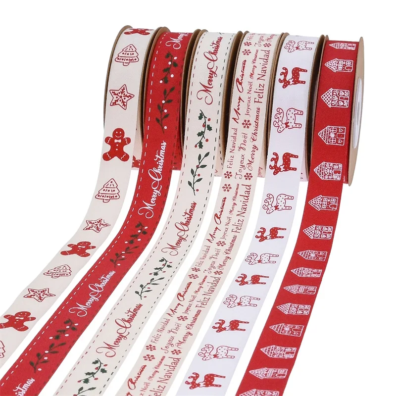 11 Yards 5/8 Christmas Ribbon,Crafts Thin Grosgrain Ribbon for Gift Wrapping DIY Holiday Xmas Decoration Hair Bow Festival Party