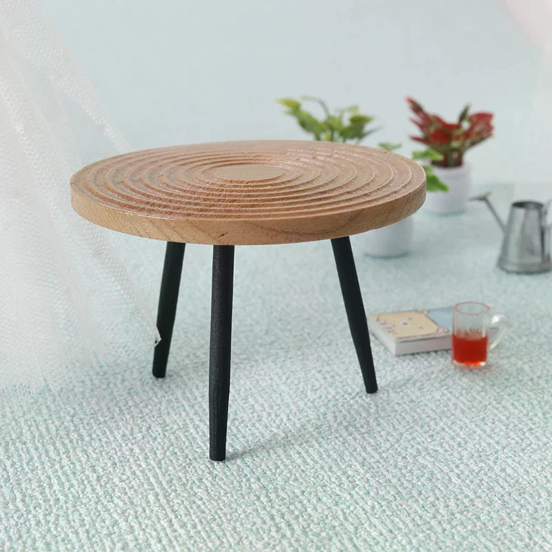 1:12 ドールハウスミニチュアラウンドテーブルティーテーブルドールホームコーヒーテーブル家具装飾おもちゃマイクロシーン建設小道具