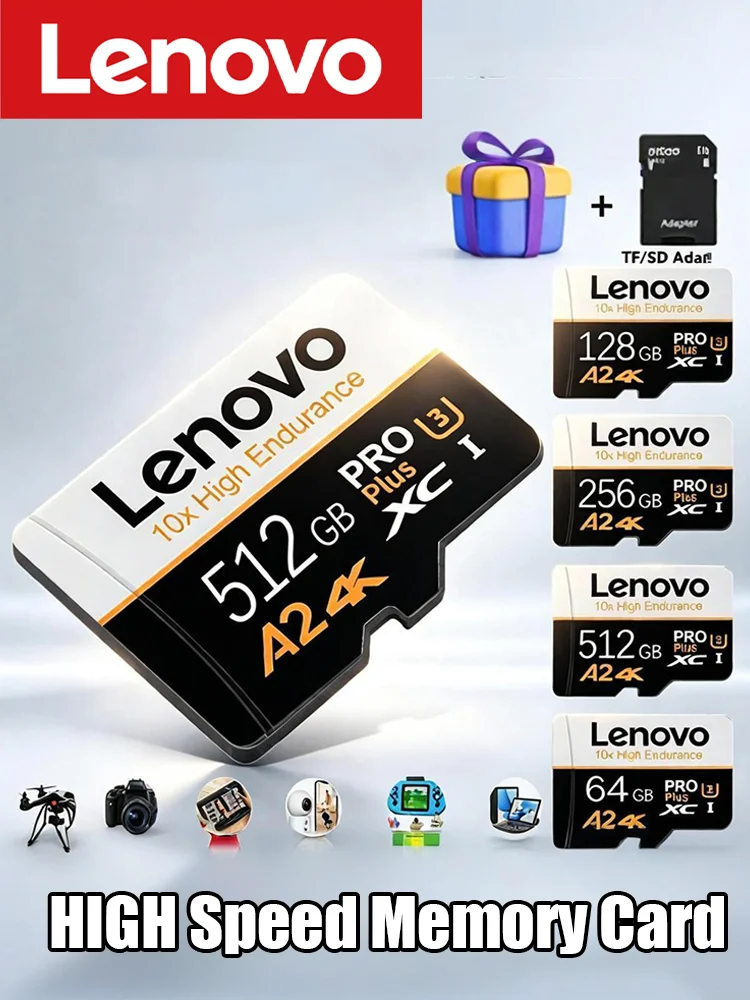 Lenovo Wasserdichte SD-Karten TF-Karten Speicherkarte Micro TF SD 256GB 128GB 1TB Korrekturgeschützt für Dashcam / Smartphone