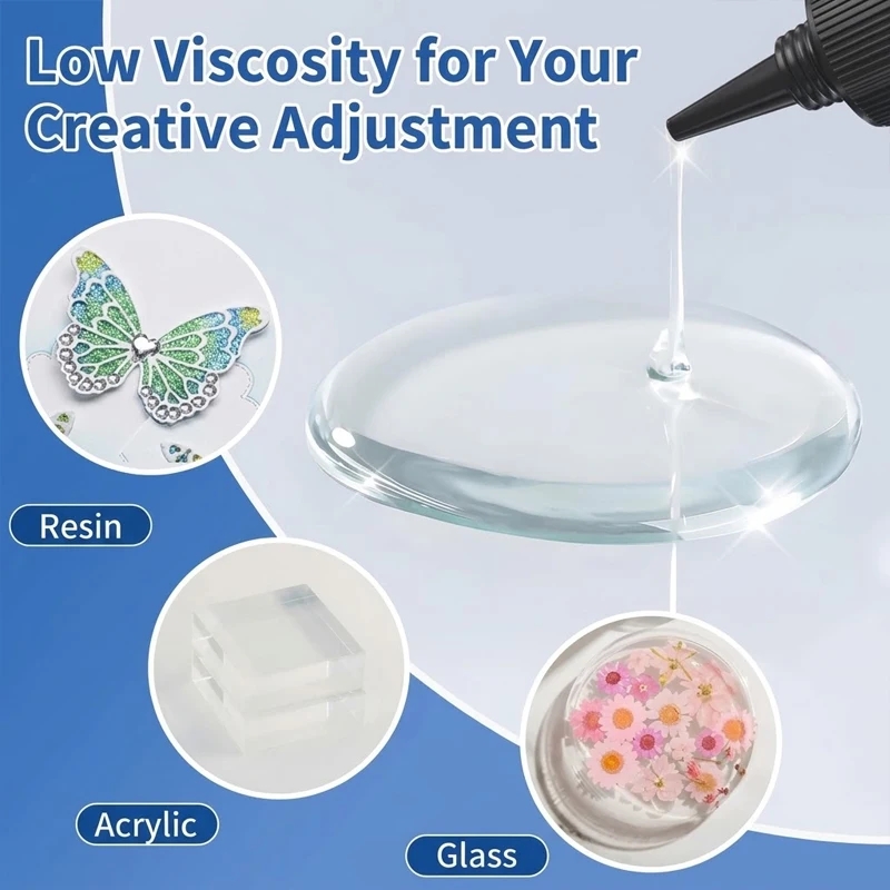Crystal Clear UV Glue Resin Kit with Handheld UV Light Lamp Fast Curing Hard Adhesive for DIY Crafts Jewelry Making 100ml