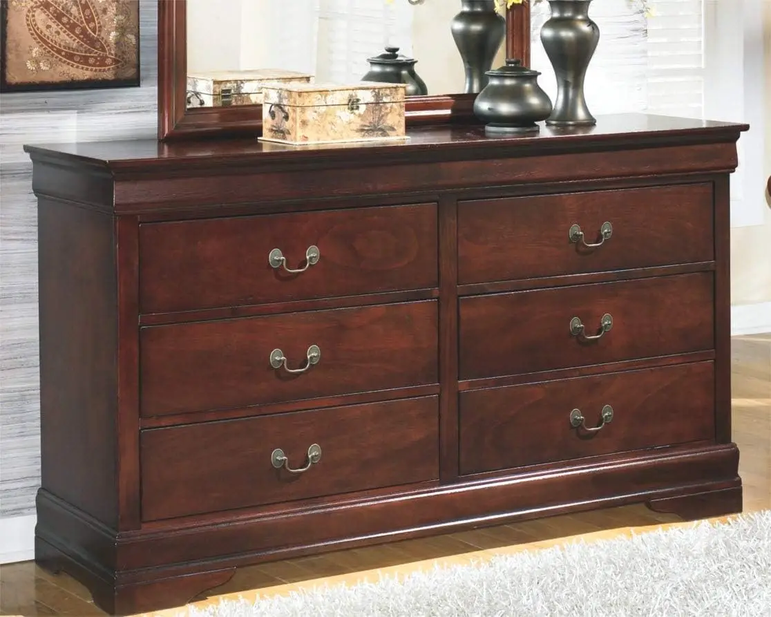 Traditional 6 Drawer Dresser, Dark Brown