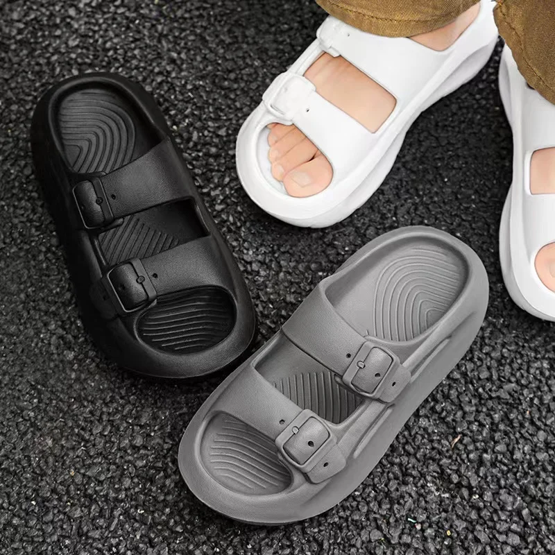 Sandalias de suela gruesa para hombre, antideslizantes, transpirables, con sensación de pisar las heces y el olor, nuevas Zapatilla de una palabra para ropa de verano