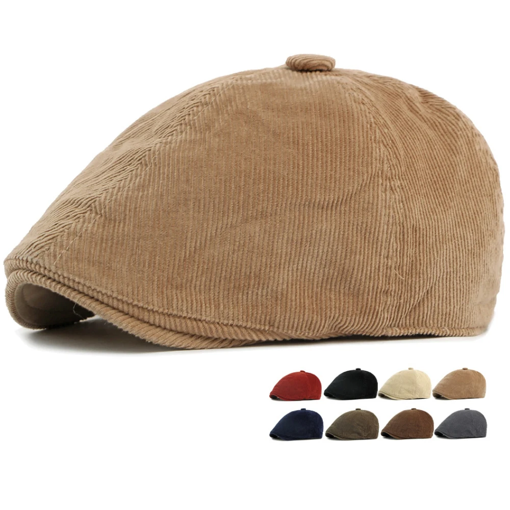 

HT5051 Mens Berets Women Retro Artist Painter Beret Hat Spring Autumn Winter Flat Cap Male Female Corduroy Octagonal Beret Caps