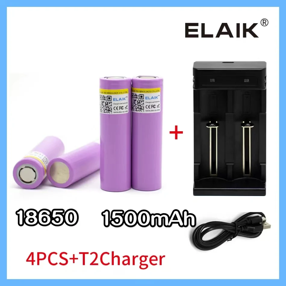 18650 Oplaadbare Batterij 3.7V 18650 1500Mah Capaciteit Li-Ion Oplaadbare Batterij Voor Zaklamp Zaklamp Batterij + Oplader