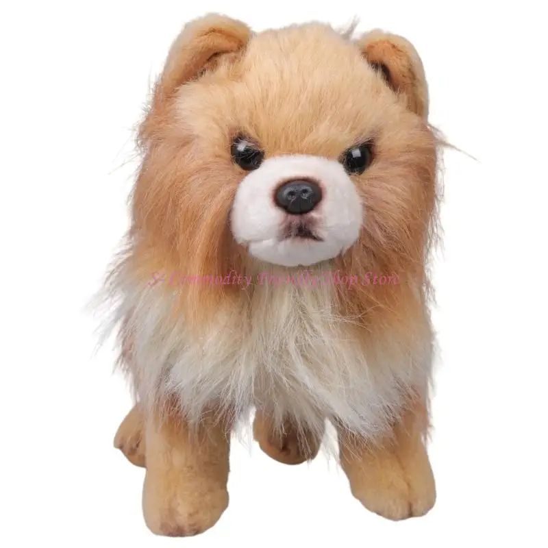 

85AE Реалистичная плюшевая игрушка в виде померанского шпица с реалистичным дизайном для детей, компаньон для игр, подарок, для
