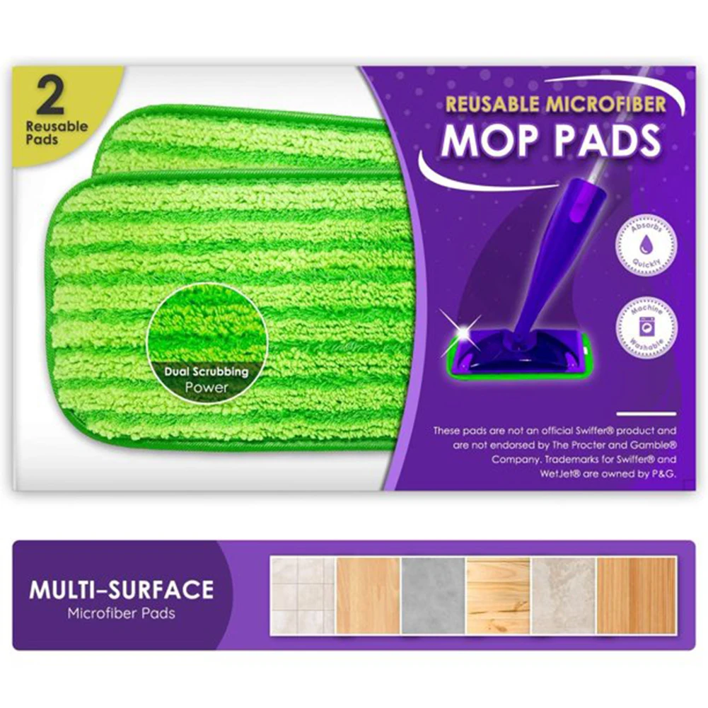 2pcs 12 Inch Microfiber Reusable Mop Pads Floor Cleaning Washable Mopping Cloth For Household Cleaning Tool