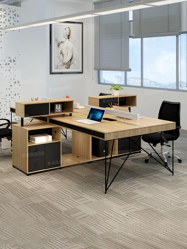 

Office desk and chair combination, simple modern workstation, office furniture, computer staff desk