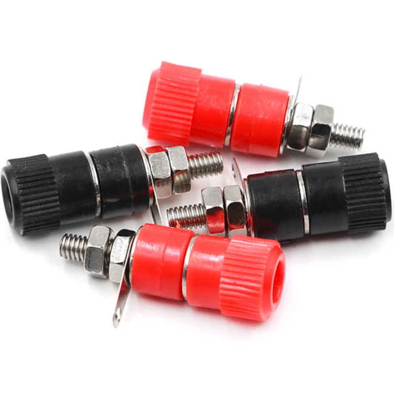 2PCS (RED + BLACK) Amplifier Terminal Blocks Binding Post Banana Plug Jack Panel Mount Connector JS-910B