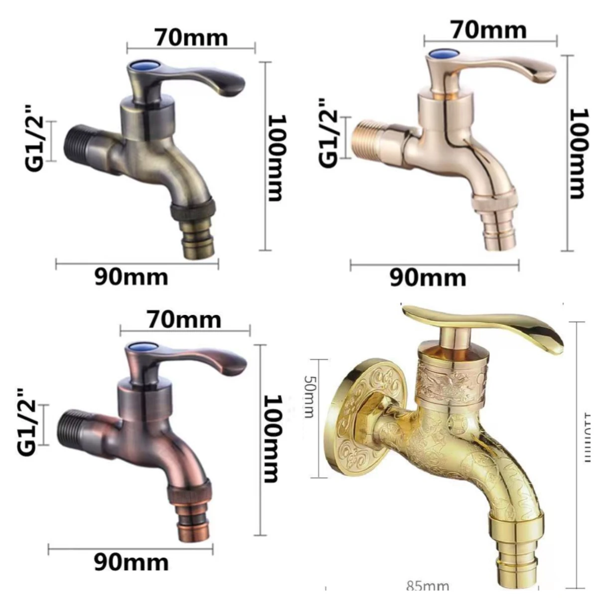 

Bathroom Mop Water Tap Washing Machine Vintage Faucet Taps Antique Brass Basin Faucet Kitchen Garden Wall Mounted Lavatory