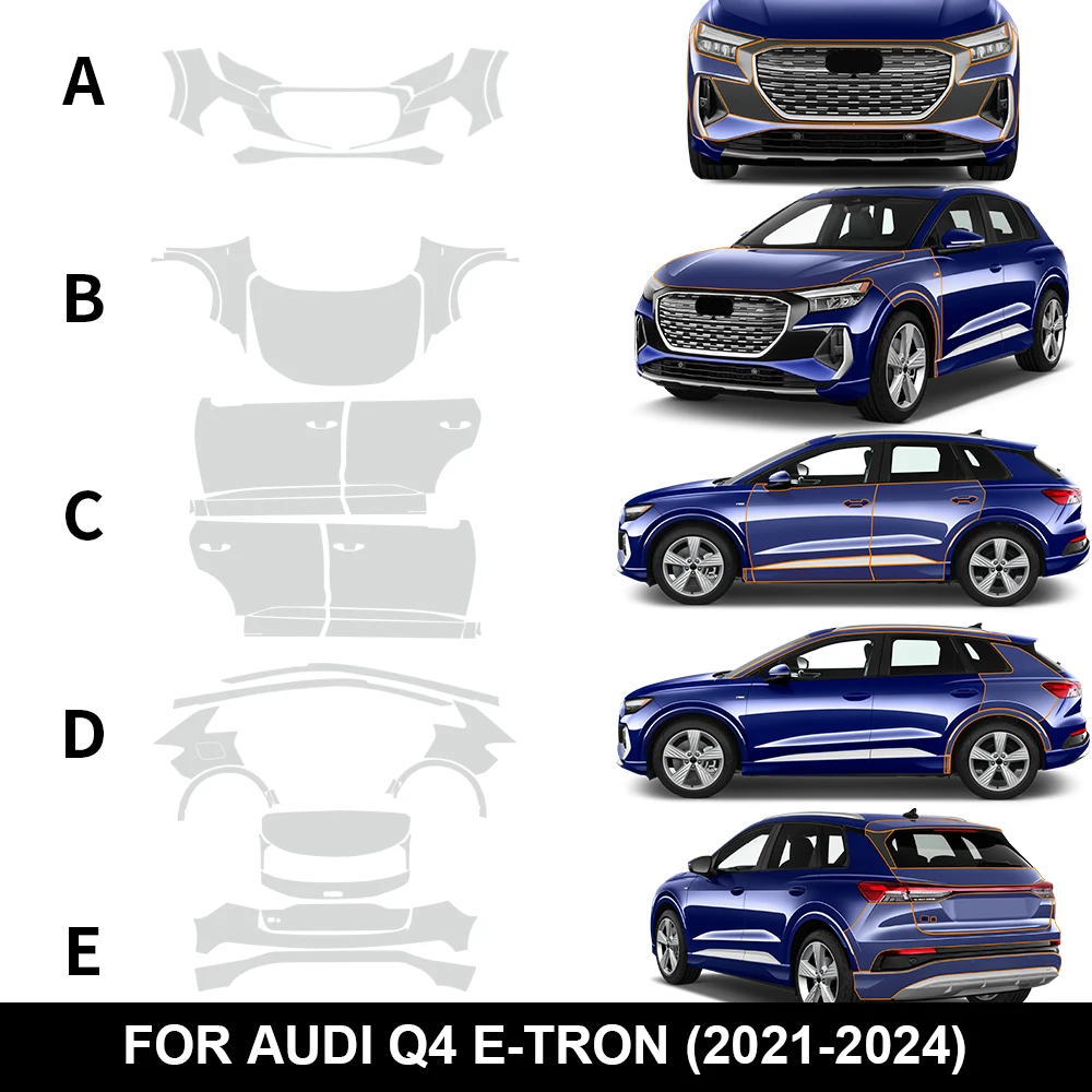 

KUNGKIC for Audi Q4 E-TRON 2021-2024 8.5mil Car Body Kit Film Precut Paint Protection Film Clear Bra TPU Transparent PPF TPU