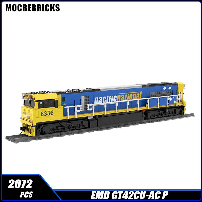 Tren de alta velocidad de carga de ciudad, EMD, GT42CU-AC, Transporte Nacional del Pacific, bloques de construcción, modelo de montaje, juguete de ladrillo, regalos