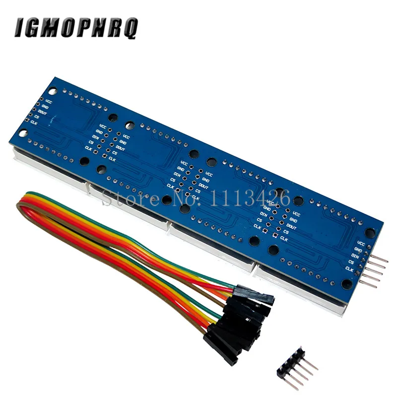 MAX7219 Dot Matrix Module Microcontroller 4 In One Display with 5P Line 4 in 1 Red IGMOPNRQ