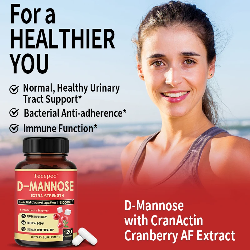 كبسولات D-Mannose & Cranberry العضوية بنسبة 100% - تساعد على دعم صحة المسالك البولية، وتعزز المناعة، ودعم صحة المسالك البولية