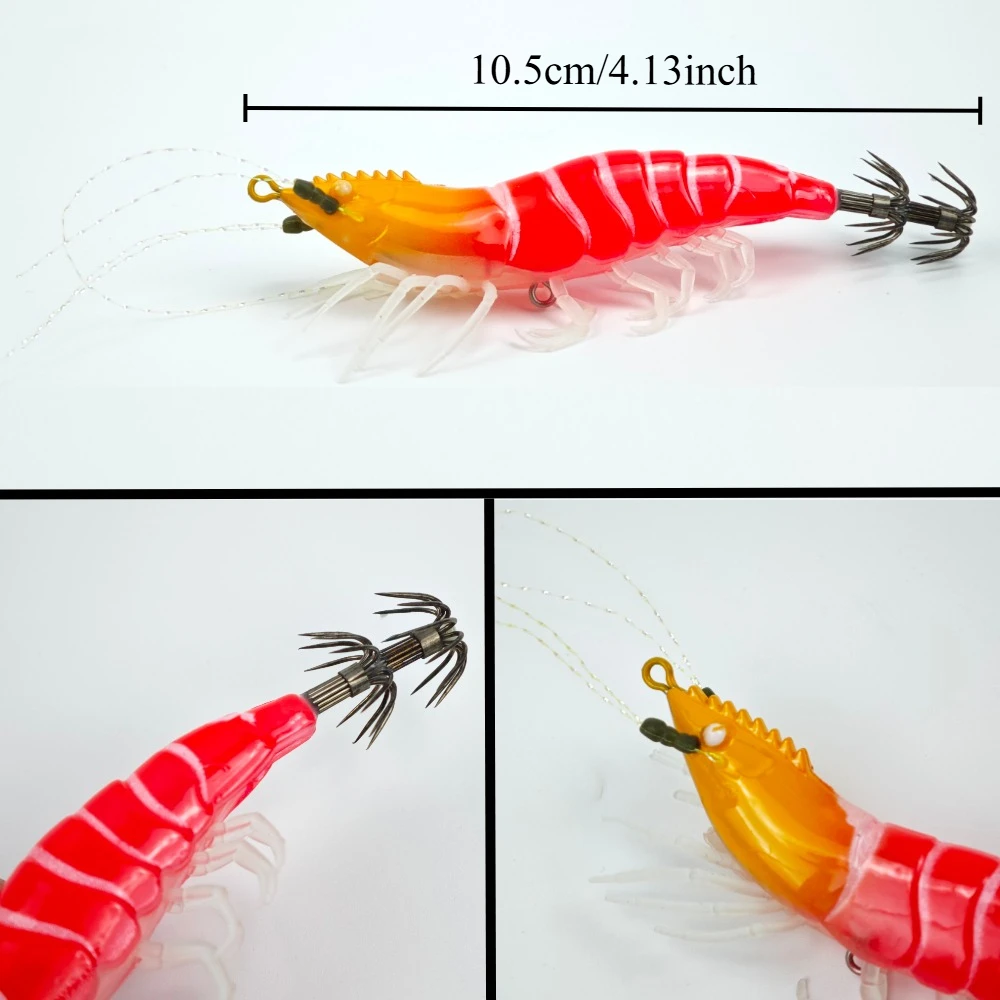 5 قطعة/المجموعة 10.5 سنتيمتر توهج الروبيان الجمبري إغراء المياه المالحة الروبيان الصيد إغراء البحر الصيد الأخطبوط الطعم الحبار الصيد اكسسوارات