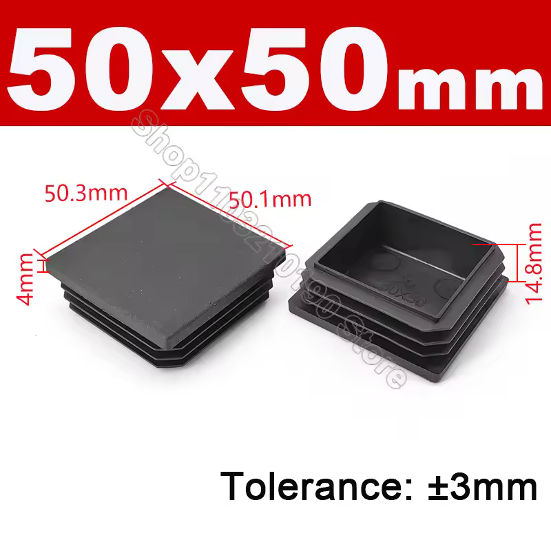 Black Square Pipe Tube Cap Plastic Tubing End Cover Glide Insert Blanking End Plugs Bung 10/13/15/16/18/19/20//22/23/25/28-200mm - Image 20