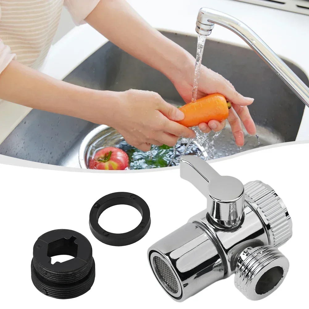 Faucet Valve Diverter Three Way Water Tap Connector Adapter Kitchen Bathroom Faucet Accessories For Connecting Angle Valve Hose