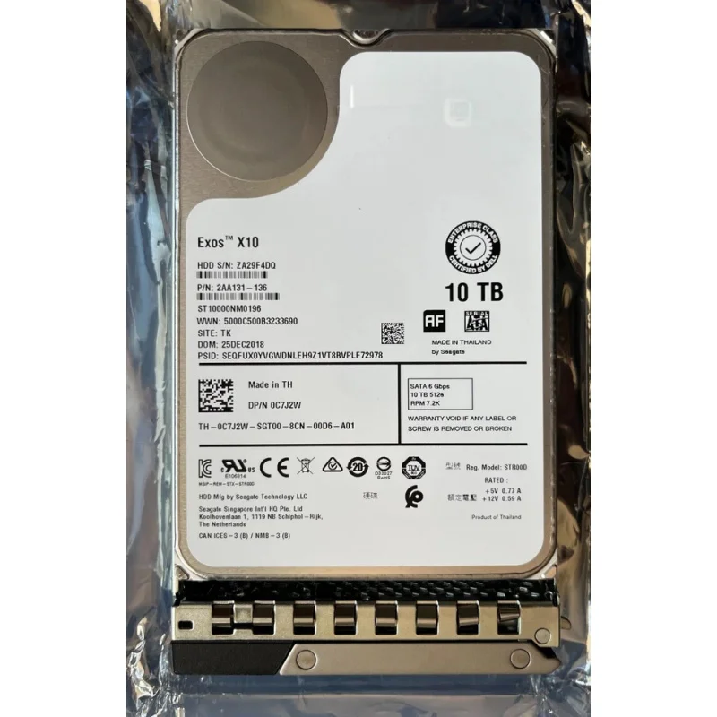 Z  for New C7J2W 0C7J2W DELL 10TB 7.2K 6Gb/s SATA 3.5'' HDD HARD DRIVE 14/15/16G KIT