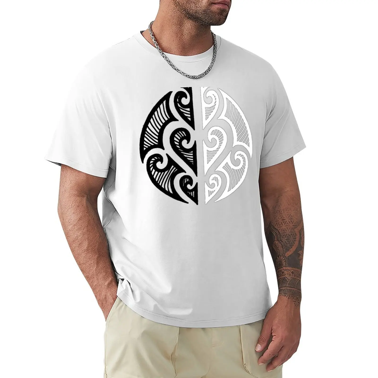 

Black and white maori tribal art T-Shirt plus size t shirts man clothes aesthetic clothes t shirts for men cotton