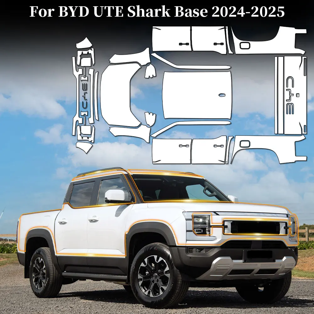 

For BYD Ute Shark Base 2024 2025 TPU Paint Protection Film Pre-cut PPF Car Body Clear Bra Anti-Scratch Resistant Car Accessories