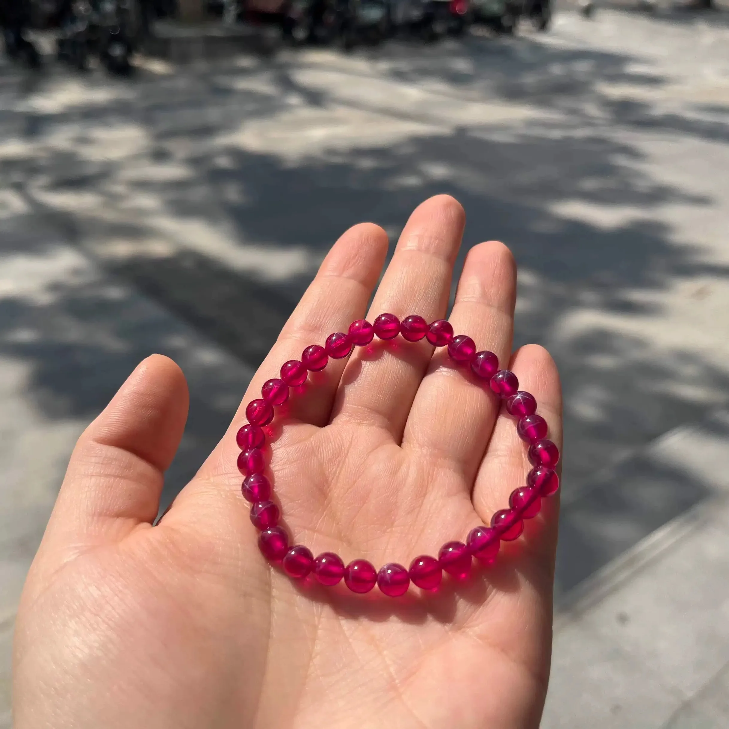 

6~12mm lab-grown ruby six-pointed star bracelet