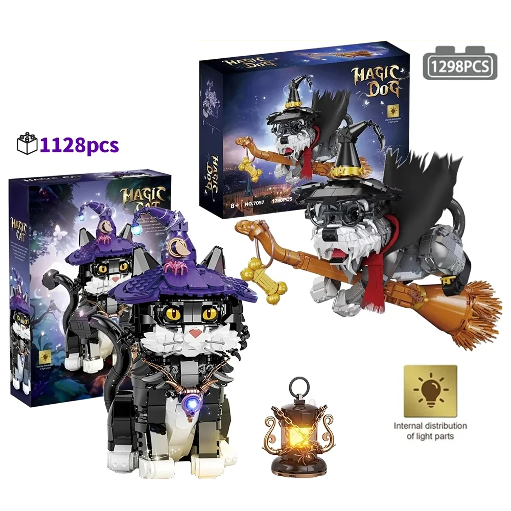 

Magic Animal Series Model Magic Cat Dog Doctor Owl Building Block with Light Multi-scene Pellet MOC Assemble Brick Toy Creative