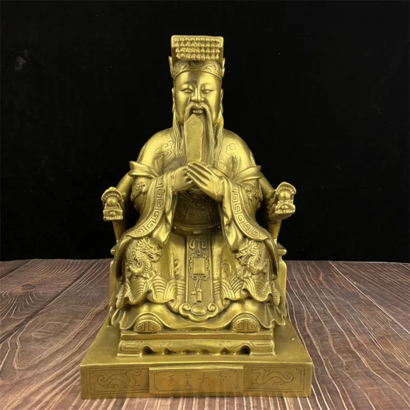 Brass Godess of Heaven Empress Ornaments Jade Emperor Virgin God Buddha Statue Hall Household Worship