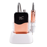 Metallic Gold Color 35000 RPM Electric Nail Drill Electric Nail File Machine Nail Drill Bits Cordless Polisher with Desktop Base