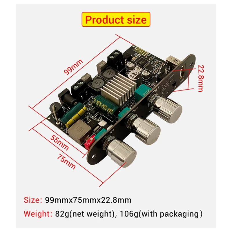 Best-ZK-1001U مع لوحة مضخم صوت بلوتوث أحادية الدفعة 100 وات عالية ومنخفضة النغمة TWS مكبر صوت خارجي ذاتي الصنع TPA3116