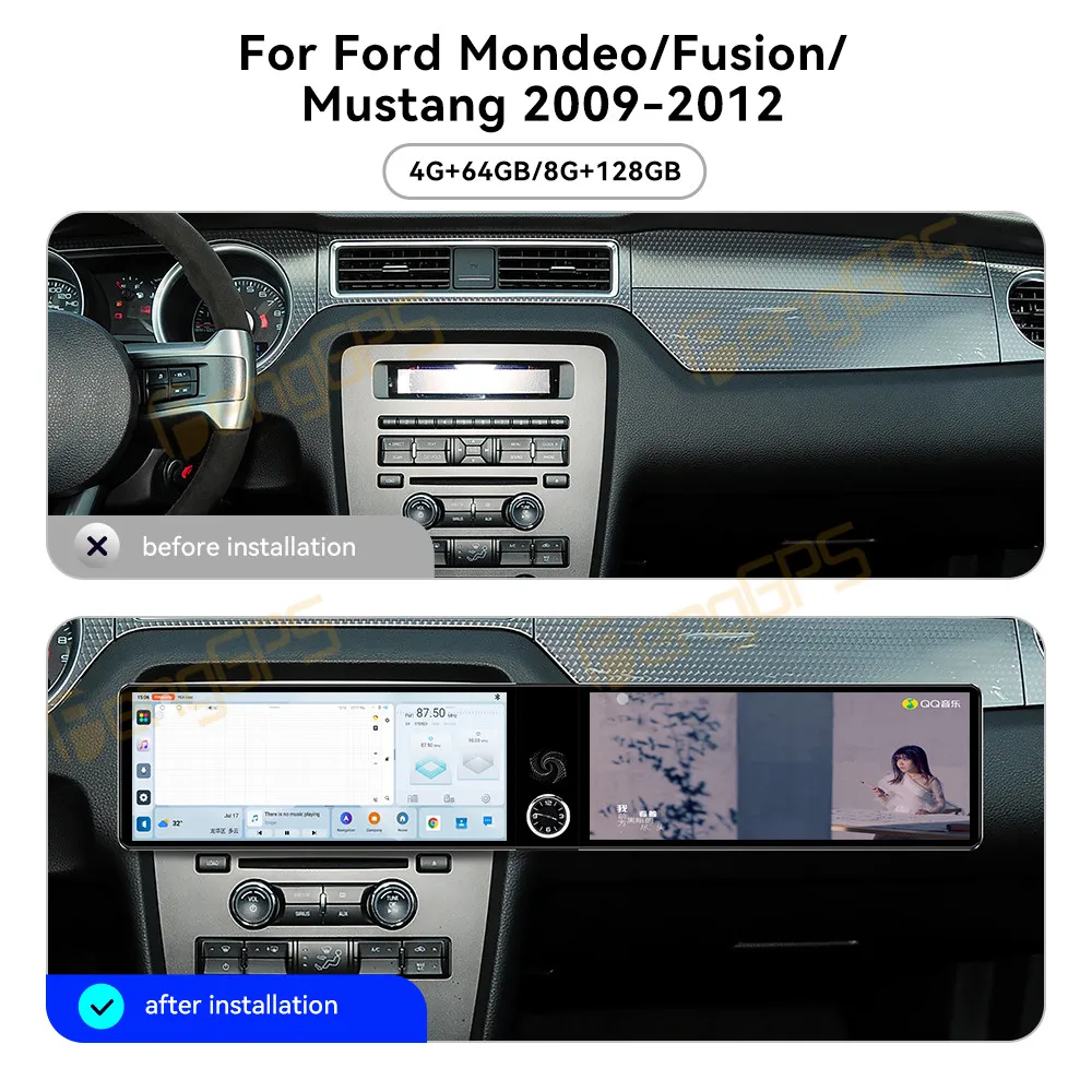 Touch Screen Car Radio For Ford Mondeo Fusion Mustang 2009-2012 Android Auto GPS Automotive Multimedia Radio Stereo Receiver