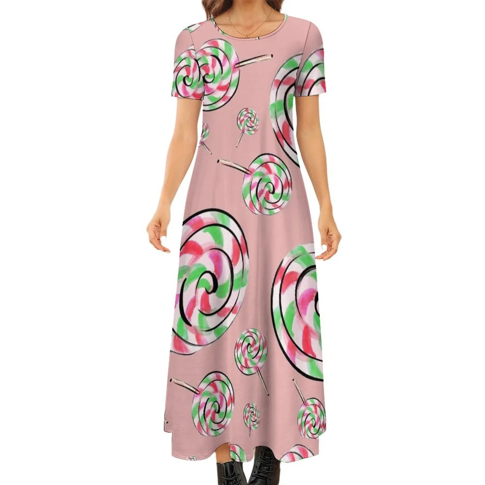 

lolli pops Round Neck Short Sleeve Dress elegant women"s dresses for wedding prom dress women"s fashion dresses