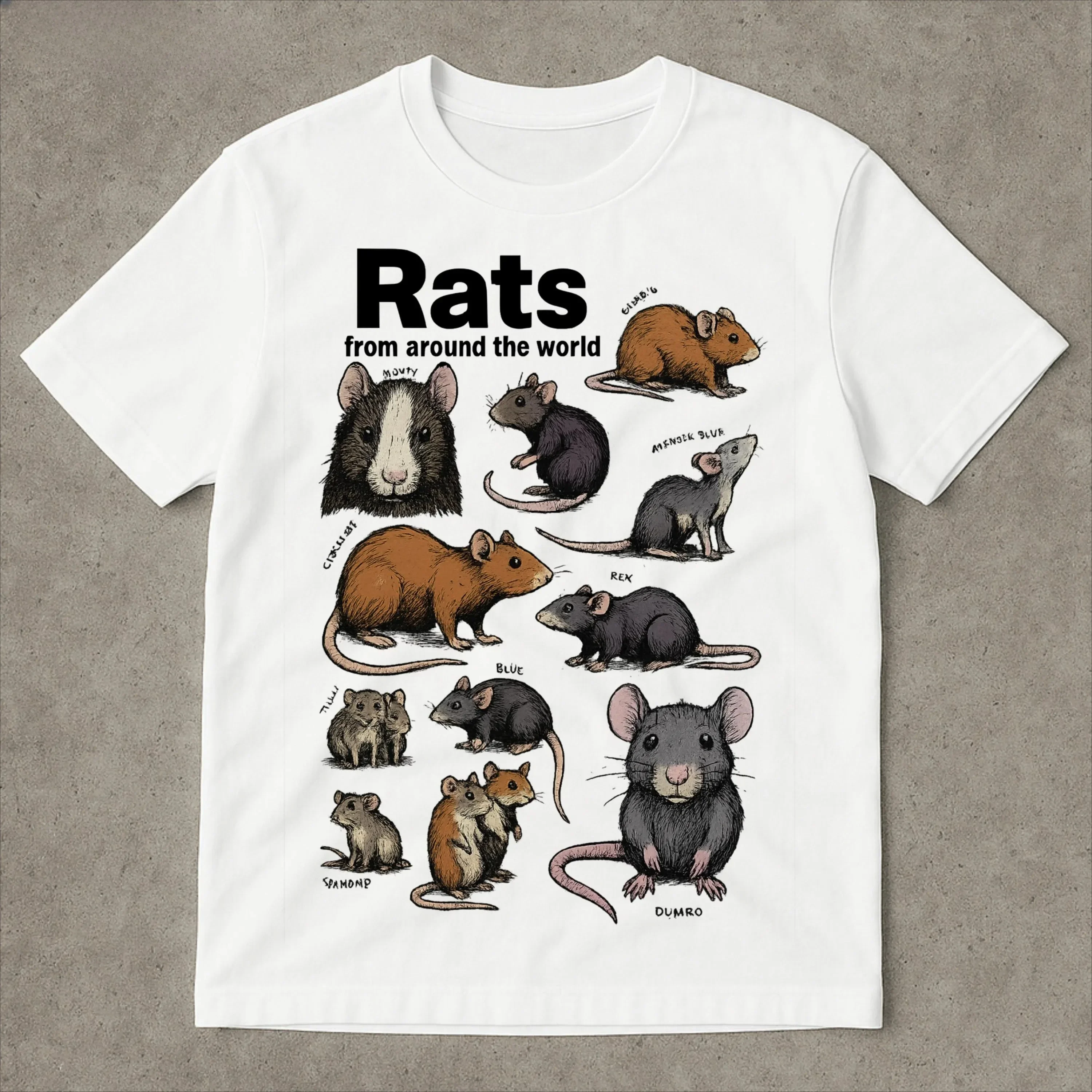 Crazy Rats Vintage 90s Graphic T-Shirt, Retro Medieval Rat Cursed Cat Funny Meme Ironic Y2K Casual Men Short Sleeve Tee