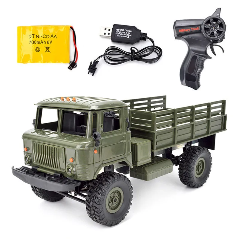 

Wpl B24 Remote Control Military Truck Off-Road 4wd Rc Car 4 Wheel Hobby Fun Buggy Drive Climb Vehicle Gift Toy For Adult