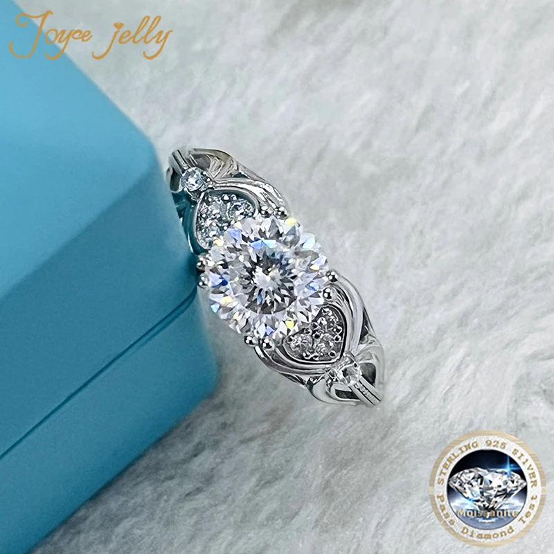 JoyceJelly Luxury 8mm 2CT Moissanite Jewelry For Women S925 Sterling Silver Ring Wedding Bands Pass Diamond Tester Size5-10 Gift