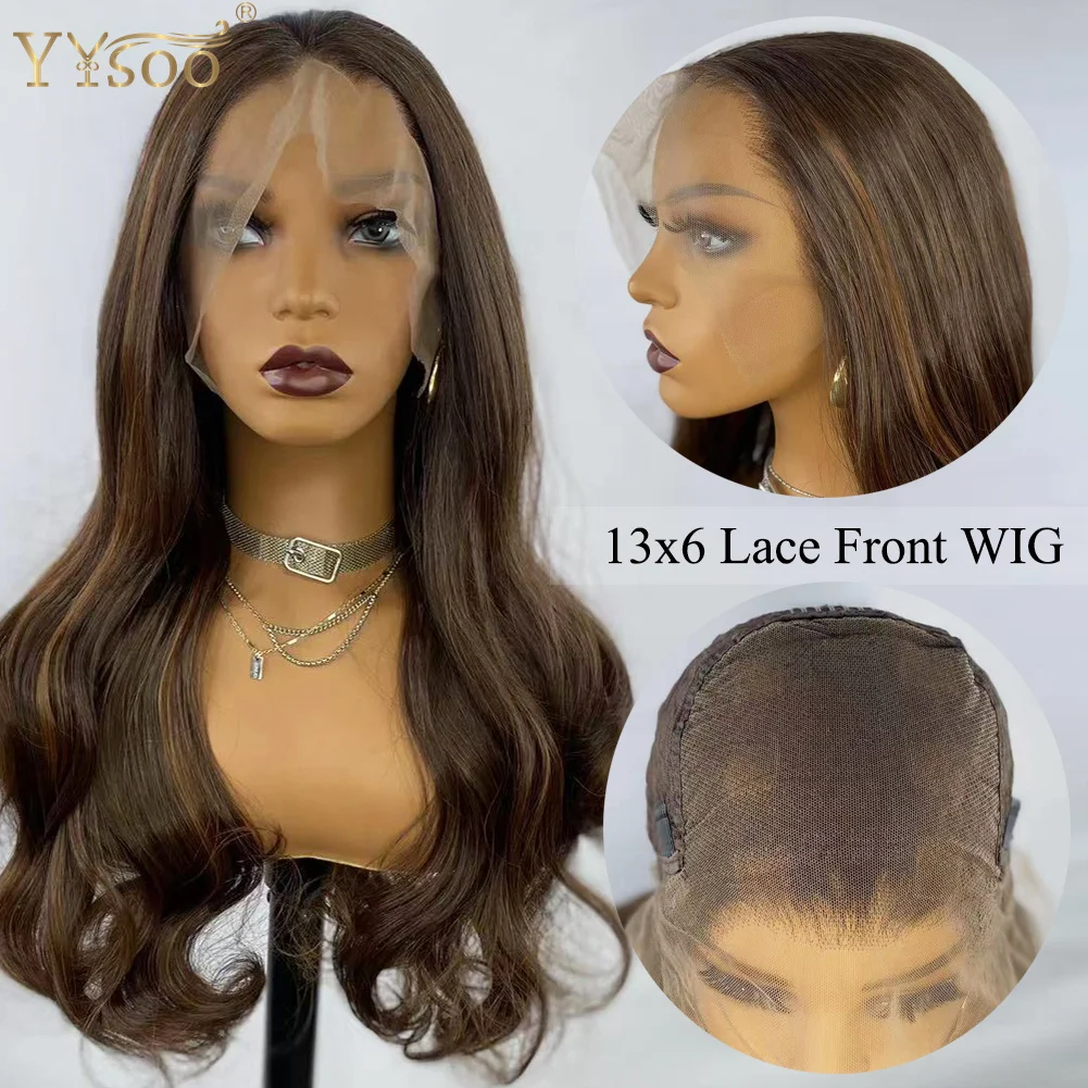 

YYsoo Long Body Wave 4/30 Color13x6 Futura Synthetic Lace Front Wigs for Women Japan Heat Resistant Hair Glueless Highlights Wig