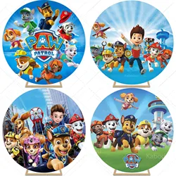Paws Patrols Round Backdrop Boys for Birthday Party Cartoon Dog Decoration Baby Shower Photography Background Circle Studio Prop