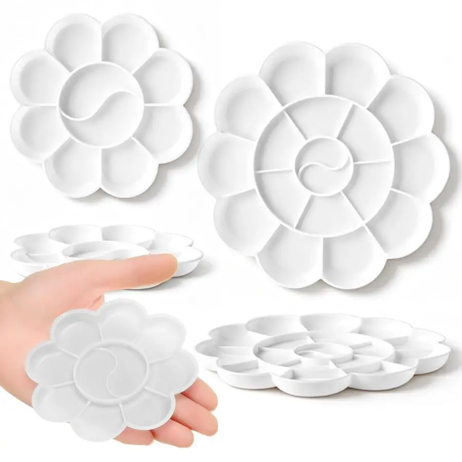 3/15/30pcs Petal‑Design Art Paint Mixing Palette, Plastic Pigment Tray, Painting Tool for Art Activities, DIY Hand‑drawing XJM
