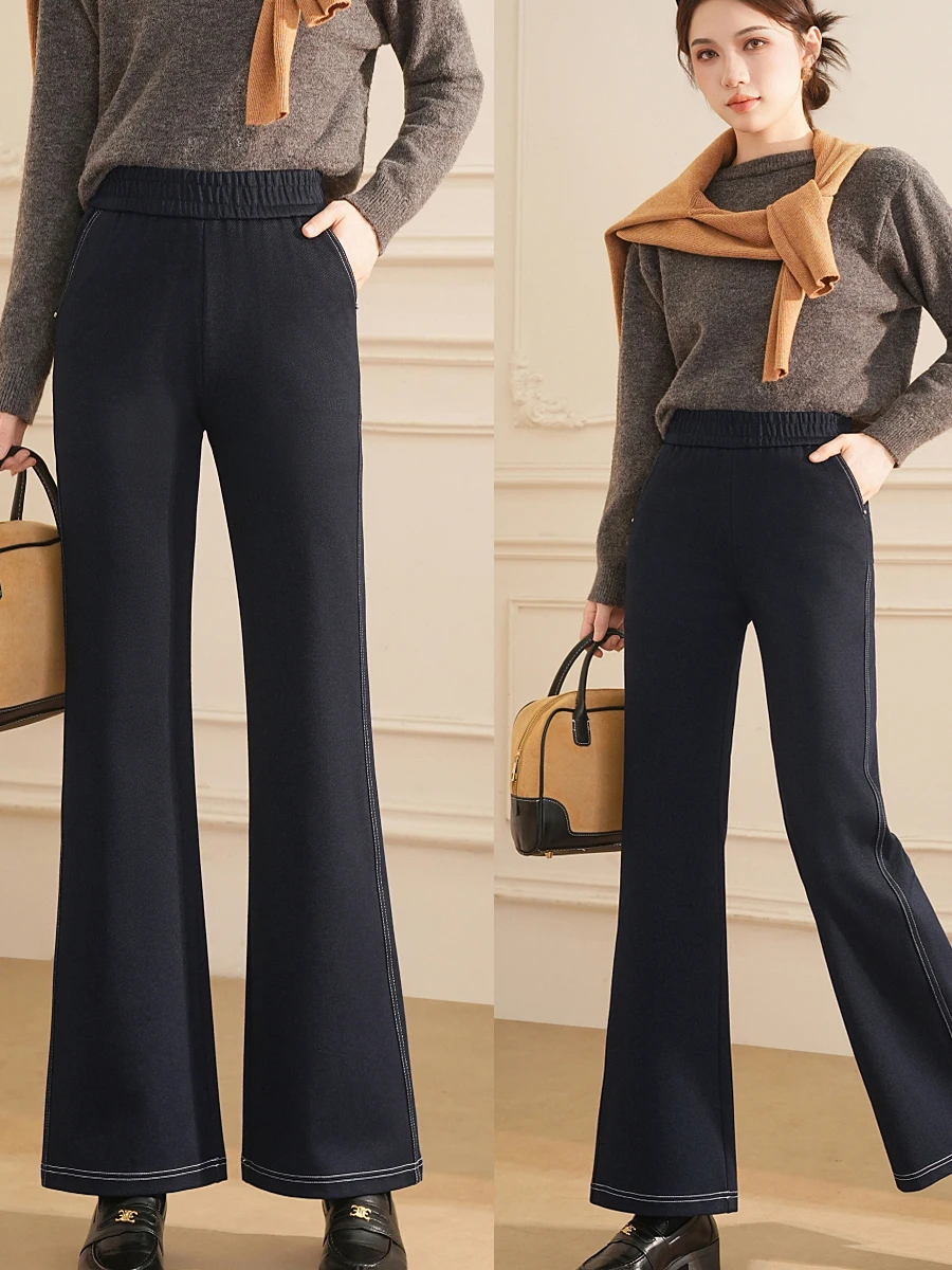 

High Waist Bell Bot Pants Women's Slimming Casual Long Pants Elastic Waist Mommy Sle Furniing Leggings Autumn Winter N...