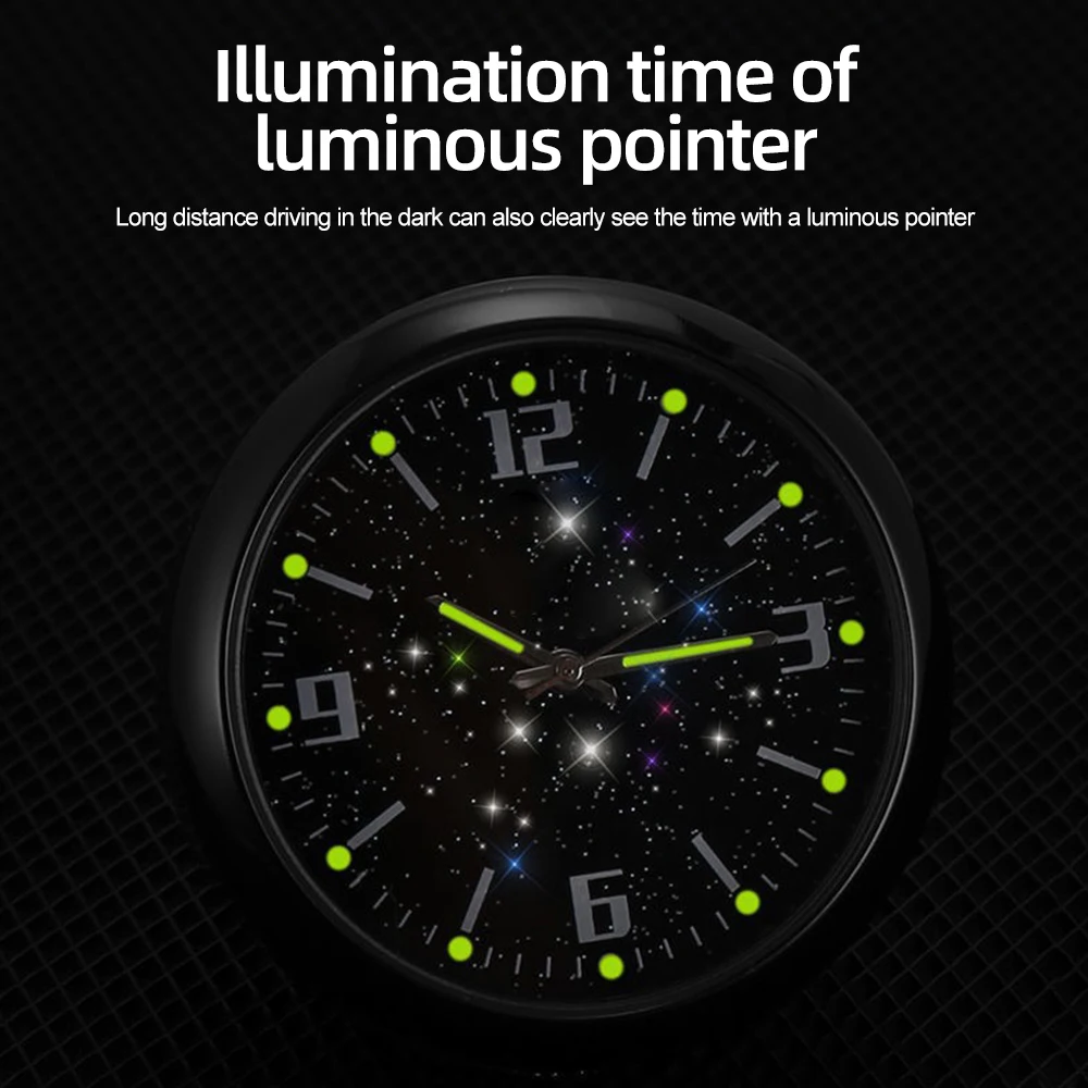 Car Clock Luminous Mini Automobiles Internal Stick-On Digital Watch Mechanics Quartz Clocks Auto Ornament Car Accessories Gifts