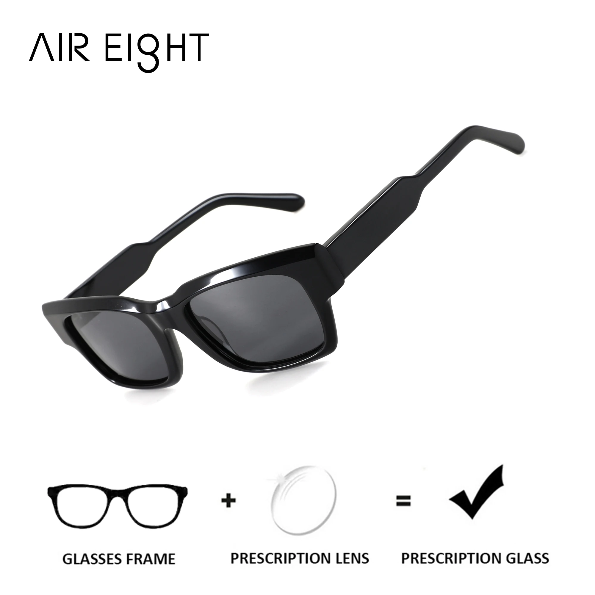 AIR EIGHT Lunettes de soleil polarisées UV400 à verres progressifs en acétate carré taille L pour hommes, idéales pour les trajets professionnels