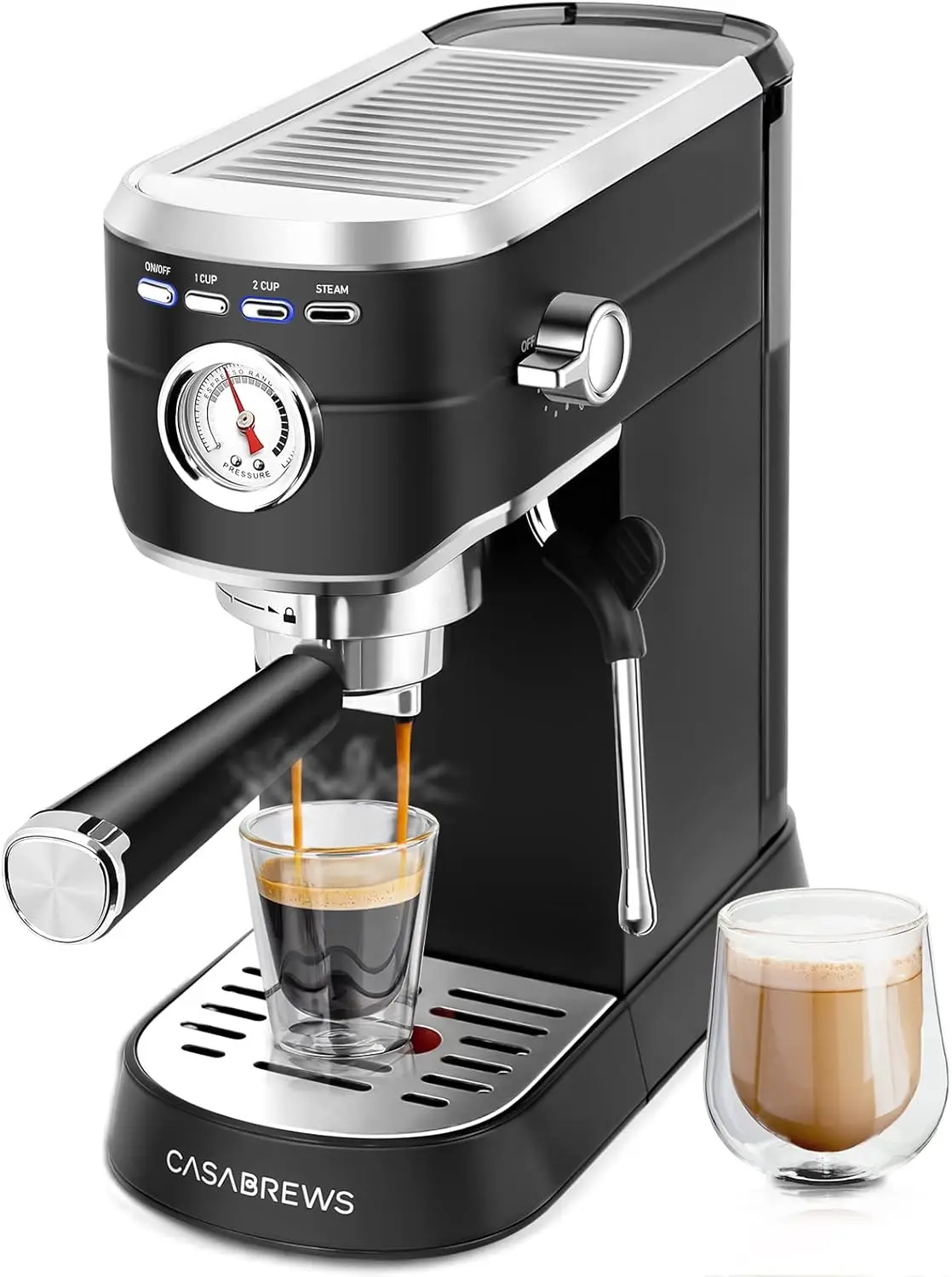 

Machine 20 Bar, Stainless Steel Espresso Maker with Milk Frother Steam Wand, Compact Cappuccino Machine