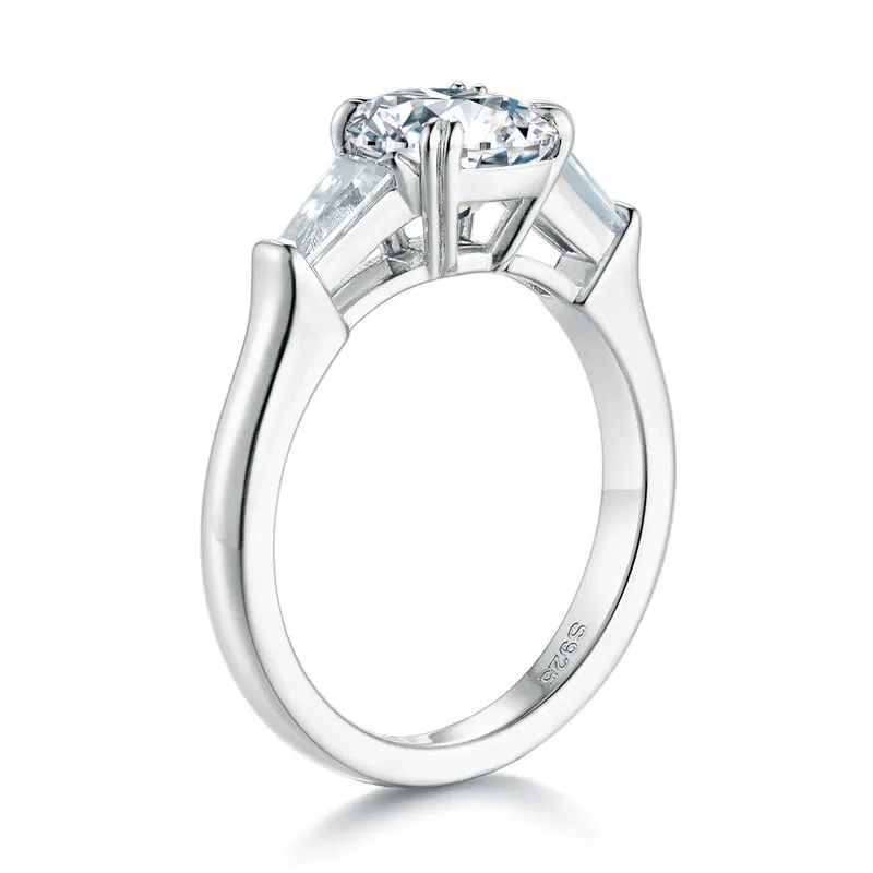 DEZO All Moissanite Engagement Rings For Women Three Stone Solid 925 Silver Cushion Cut 2 Carat VVS1 D Color GRA Certificate