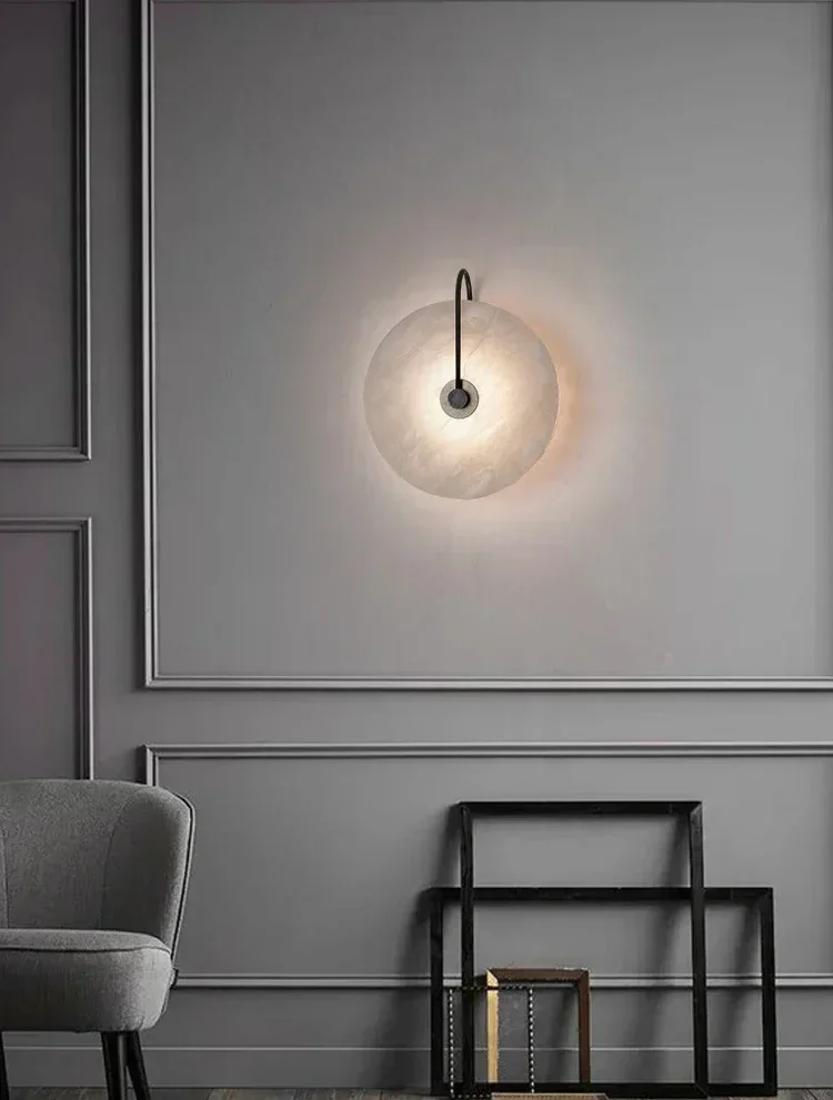 

Bedroom bedside study decorative Circle Wall Light Indoor Corridor Living Room Hotel Background Modern Art stone led Wall Lamp