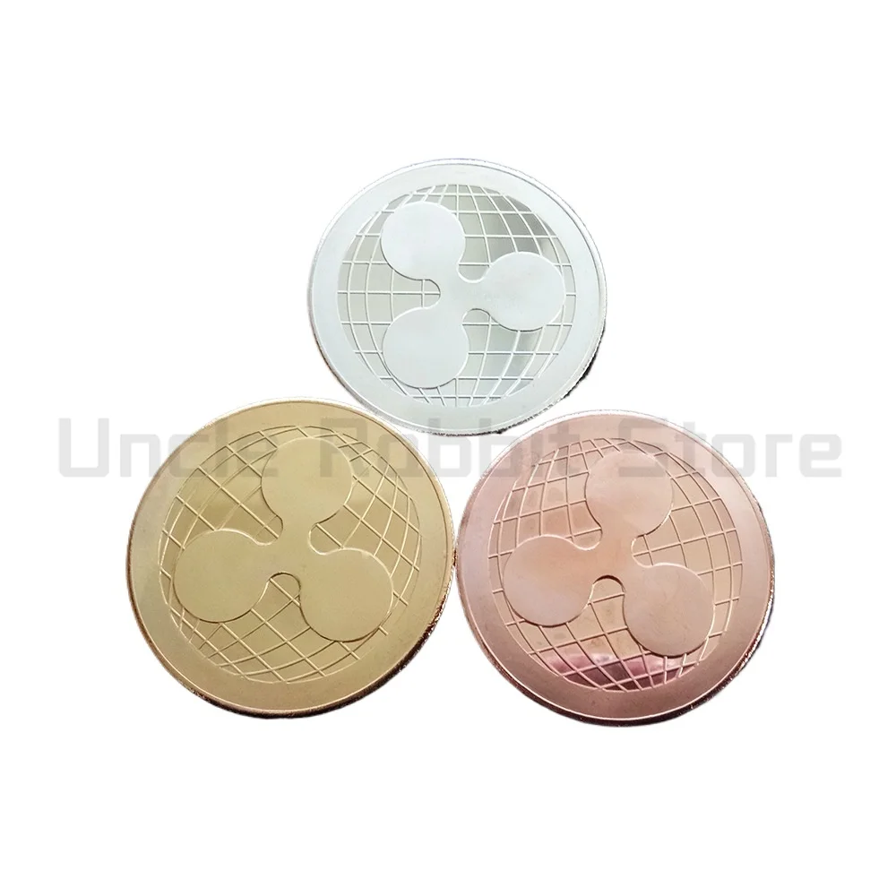 

Gold Plated RIPPLE Coin Collectible Art Collection Gift Physical Commemorative Ripple Metal Antique Crafts Imitation