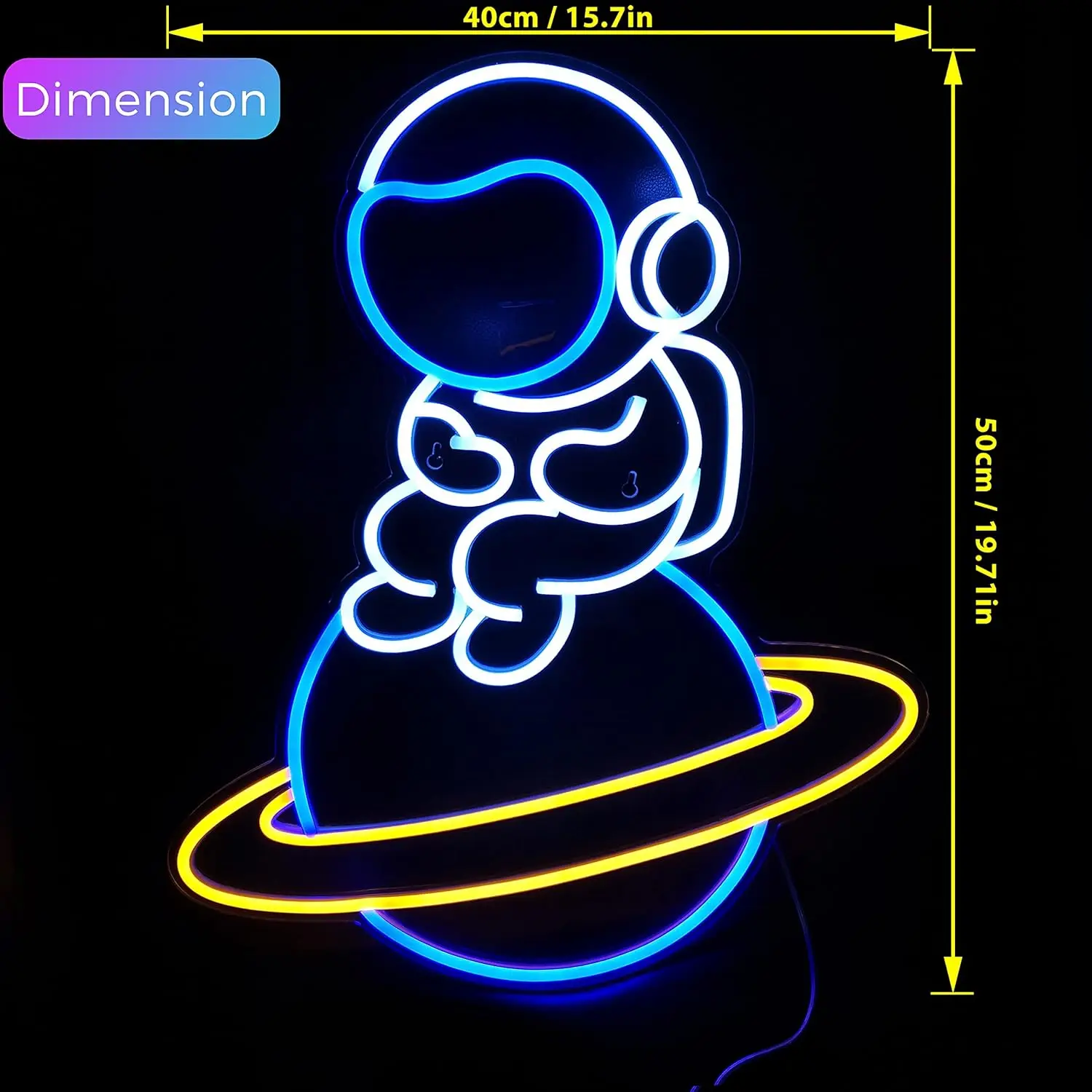 Imagem -03 - Astronauta Sentado no Planeta Led Neon Sign Light Luz de Parede de Néon para Quarto Sala de Jogos Sinal Decorativo Presente para Crianças