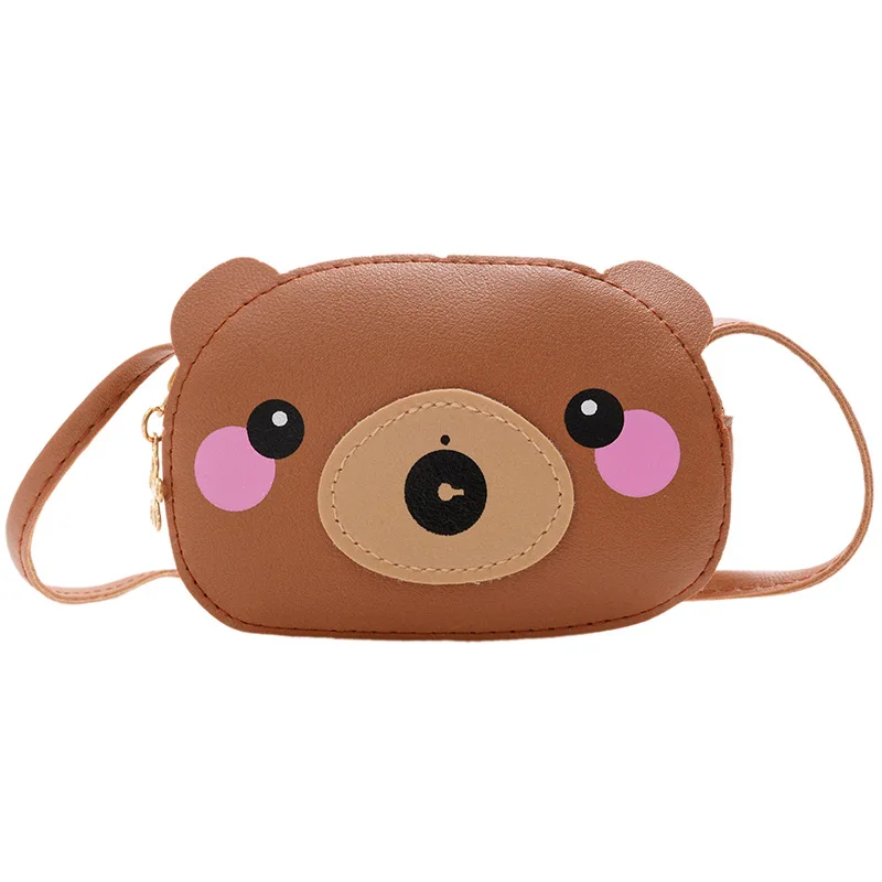 New Cartoon Cute Children's Bag PU Shoulder Bag Girl Korean Casual Crossbody Bag Small Animal Coin Purse Zero Wallet Coin Pouch