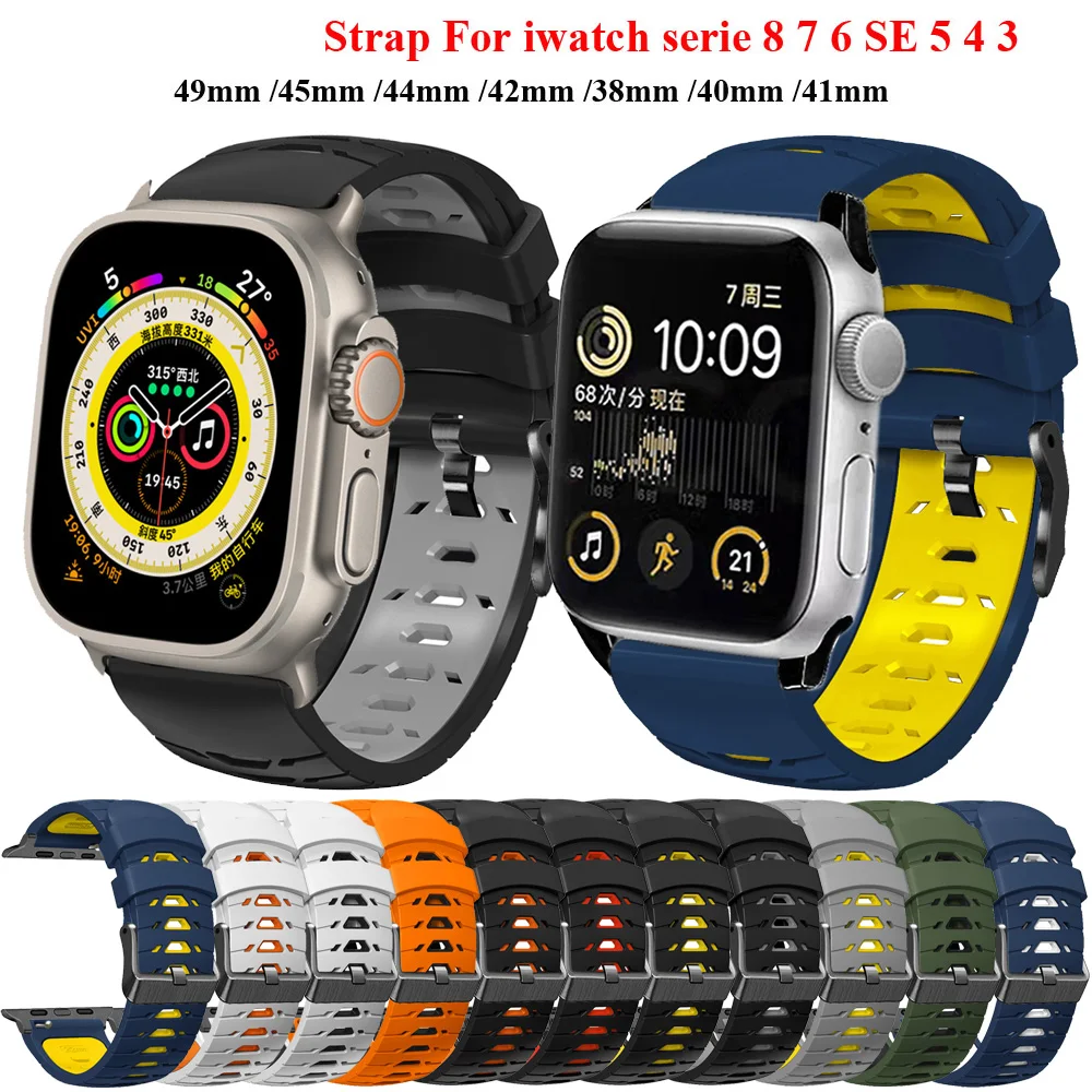 جديد سيليكون حزام ل سوار ساعة يد آبل 42 مللي متر 44 مللي متر 45 مللي متر 49 مللي متر الرياضة سوار ل iWatch سلسلة الترا 8 SE 7 6 5 4 3 معصمه
