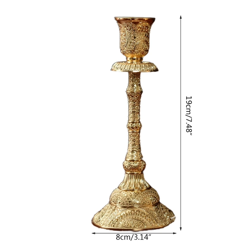 for Creative 2 Pieces Metal Taper Holders Brass Pillar Candlestick Ornament for Table Tea Room Hotel Yoga Room 203C