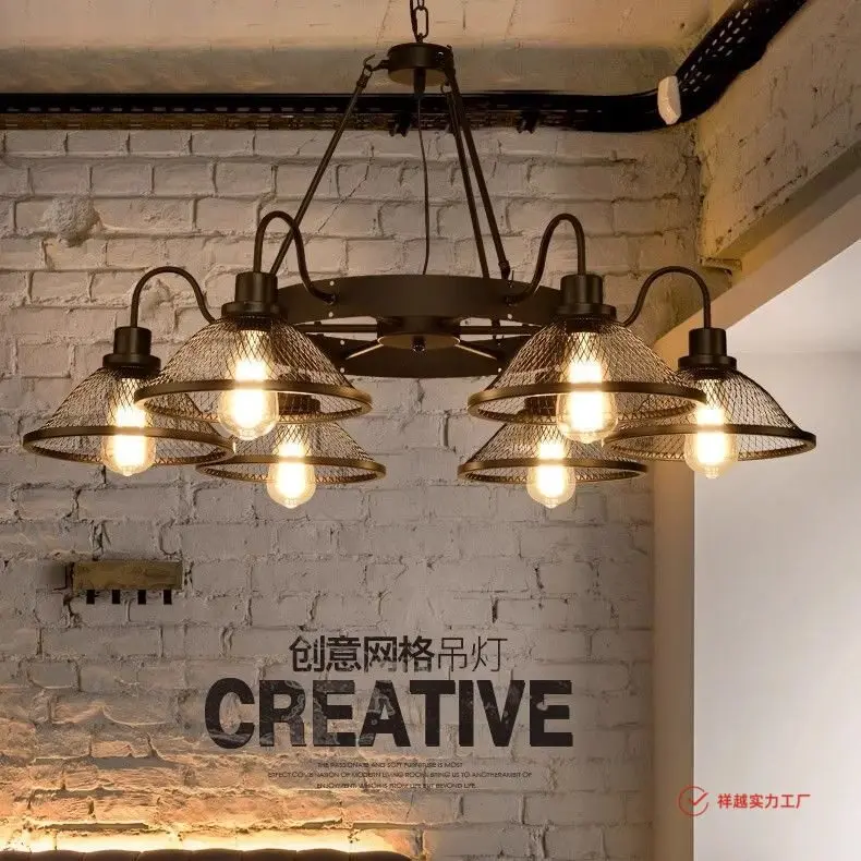 Vintage Bar Theme Restaurant Iron Pendant in American Countryside Including Light Bulbs